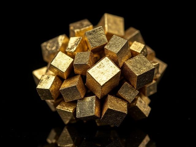 Cubo de Pirita metálico y brillante