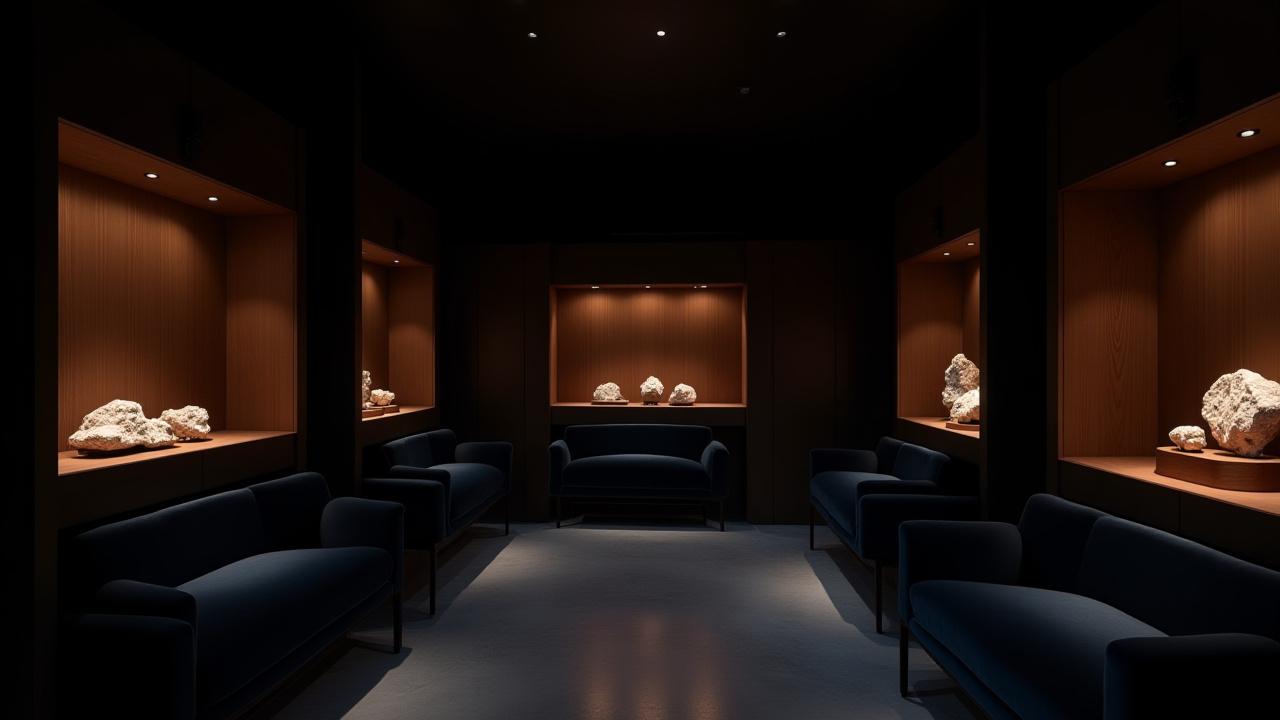 Sala de exhibición privada de Cuarzo Café con minerales valiosos